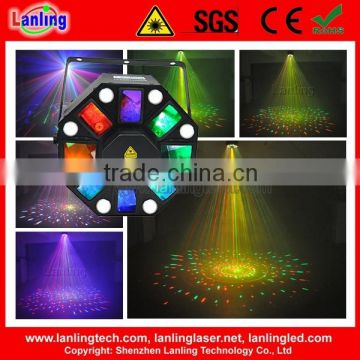 Mix LED Laser White Strobe + RGBWY LED Beam + 150mW RG 8 pattern Laser Light | 3 in 1 Led Lights Laser
