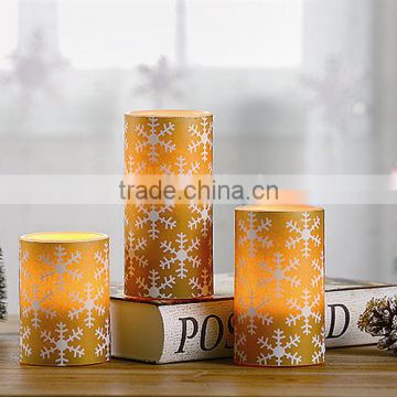 S/3 LED Snowflake Decorative Candles Flameless LED Christmas Candles