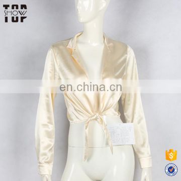 OEM factory woman clothing open front long sleeve custom t shirt