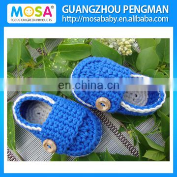 Handmade Knitted Newborn To Toddler Shoes ,Baby Boy Loafers Blue White Infant Boy Slippers Booties