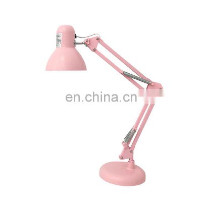 Hotel Room Pink Table Lamp Folding Led Desk Long Swing Arm Adjustable Desk Lamp