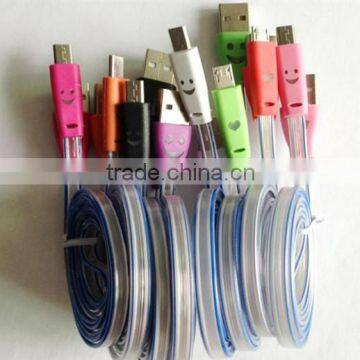 Colorful Data Sync & Charging tangle-free light up usb charging charger cable for Andriod