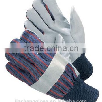 Leather Gloves with Cow Split palm+Cotton Back , Safety Glove, Work Gloves