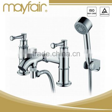 Dual handles chrome bath tub faucets with hand shower