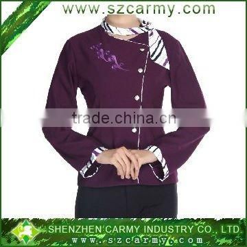 100%polyester hot sell fashion purple hotel/restaurant waiter uniforms
