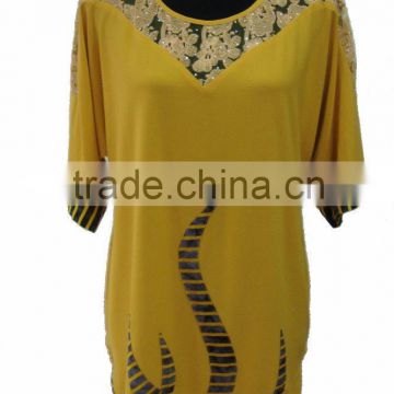polyester 94% to spandex 6% High grade fashion meterial adds different fabrics blouse tops YLD 0075