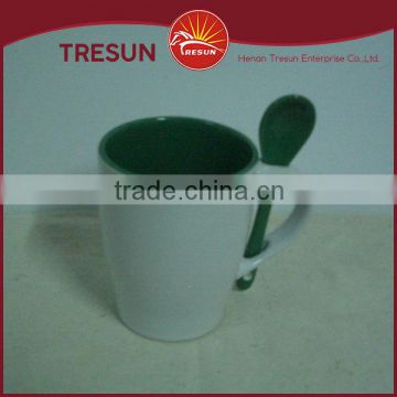 Wholesale ceramic coffee mug with spoon stoneware coffee mug with spoon in handle