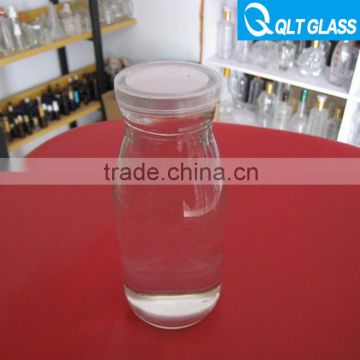 Clear Empty Glass Milk Bottle with Plastic Cap