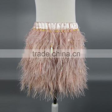 sequins and ostrich feather decoration hot girl tutu short skirt