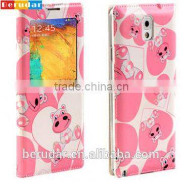 Hot fashion printing leather flip open cover for samsung galaxy note 3