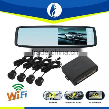 No interference Wifi transmission 4.3 inch lcd mirror with touch screen car mirror rear view camera wireless