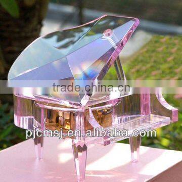 2014 Fashion Decorative Crystal glass Piano Music Box For Wedding decoration Keepsake Gifts