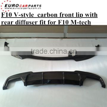 F10 M-T V-Style carbon fiber front lip with rear diffuser fit for 5series F10 M-T