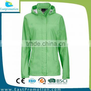 190T Pu Windbreaker RainJacket Foldable With Long Zipper For Women