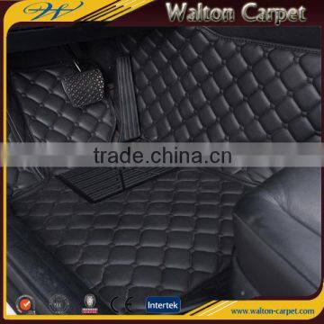 Black classical leather rhombic interlocking best selling anti slip auto mat