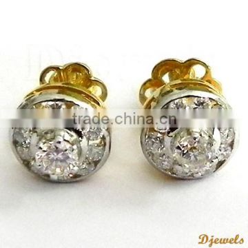 Diamond Gold Earrings, Solitaire Diamond Earrings, Diamond Earring