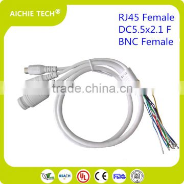 Security Camera 3 in 1 CCTV Cable with RJ45 RCA DC5.5X2.1 Female Connector Plugs