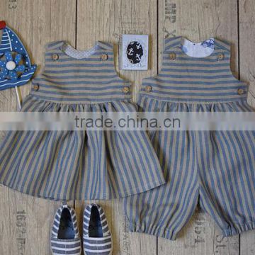 2017 Cheap stripe dress mathing jumpsuit 3 year old girl two piece party designer dress