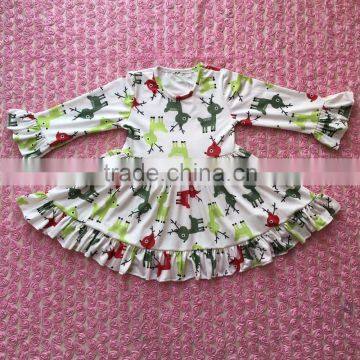 Deer printed fall boutique children frocks clothing designs 2016 kids clothes girls dresses