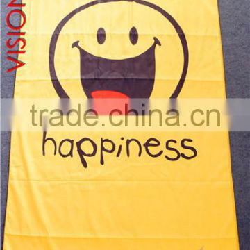 100% MICROFIBER BEACH TOWEL PRINTING WITH SMILEY FACE