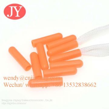 jiayang 4.2*20mm plastic tips manufactruer glossy Orange color round shape plastic aglet shoelace tips