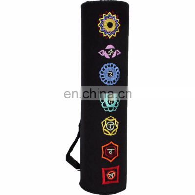 Yoga mat Bag with seven chakra embroidery zippered or drawstring bag Indian manufacturer