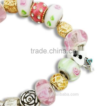 Fashion women gift glass beaded European charms bracelets