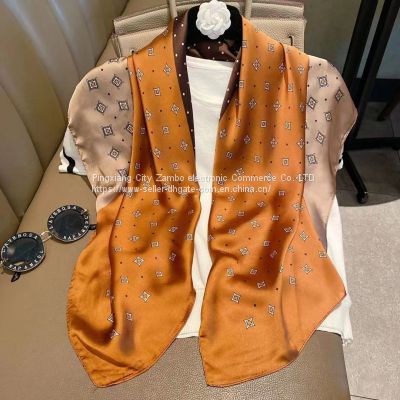Silk Satin feels soft Oil painting flowers scarves foreign style high quality 90*90CM