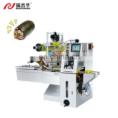Taiwan Rice Roll/ Bread/ Cake /Biscuits Horizontal Pillow Packaging Machine For Bakeshop