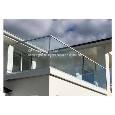 Aluminium U channel base glass railing for balcony