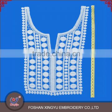 OEM Custom shaped cotton crochet lace pattern embroidered applique neck patch for ladies dress or garment