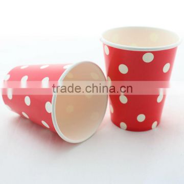 250ml Cost-benefit Disposable Red Polka Dot Paper Cups