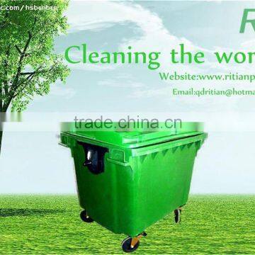 plastic waste container with 4 wheels and lid/waste bin