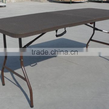 6ft folding in half table with rattan design
