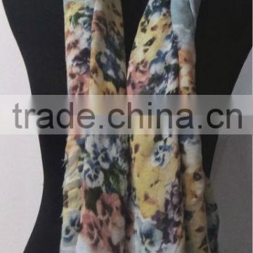 100% Cotton Scarf with Flower Print