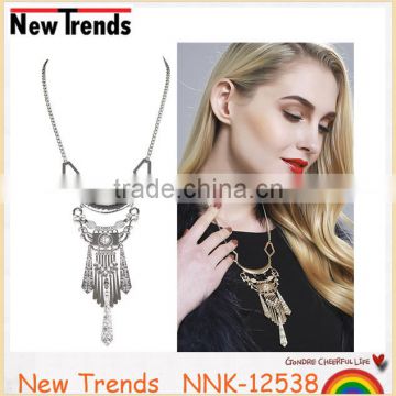Fashion costume jewelry tassel charming necklace with rhinestone