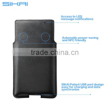 Sikai Low Price Auto Power Saving Genuine Leather Pouch Cover Skin For Blackberry Priv Protective Cover With Business Card Slot
