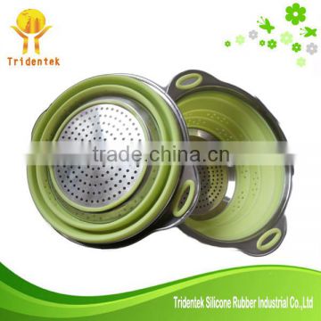 Hot Selling Custom-logo Stainless Steel Collapsible Silicone Colander