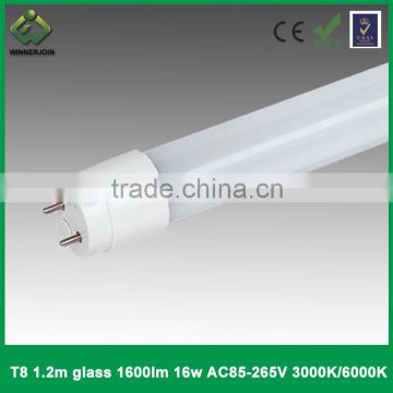 2015 hot sale AC85-265v 1600lm 16w t8 led glass tube SMD2835 1200mm