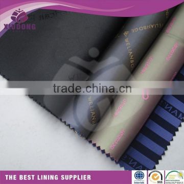 100% polyester logo suit lining fabric for logo garment