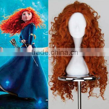 Brave Merida long curly orange cosplay wig with wholesale price