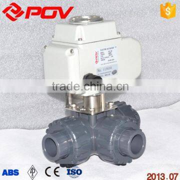 3 way UPVC union connection electric ball valve