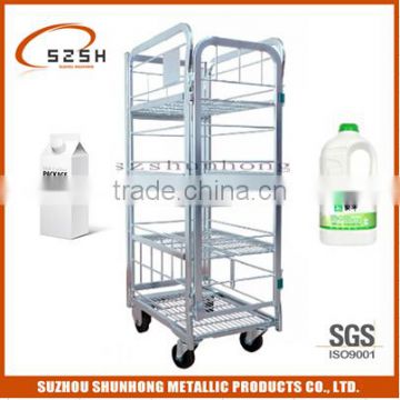 multi folding shelved milk trolley transport cart