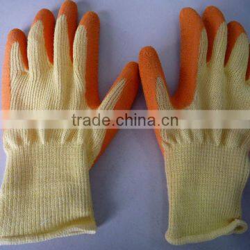 para-aramid glove with orange latex palm dipped