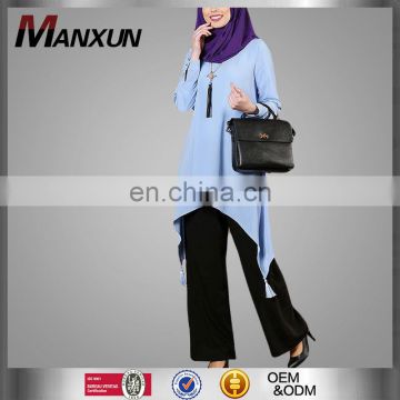 OEM Items Supply Type And Kurta / Kurti Clothing Type Kaftans Tunics Muslimah Clothing Blue Women Tops/Blouse