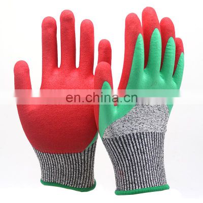 HY HPPE 13 Gauge Customize Against Cuts And Lacerations Gloves Double Nitrile Coated Not Absorb Oils And Liquids Fishing Glove