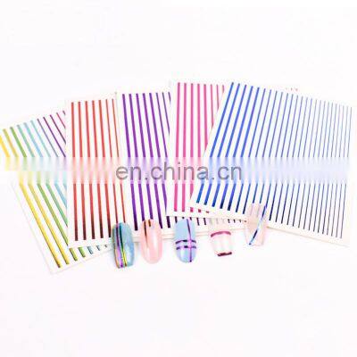 Multicolors self adhesive nail stickers diy decoration gold silver laser strips line nail art sticker