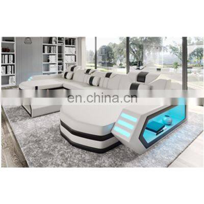 U-shaped set furniture sectional Sofa Modern LED light living room sofa