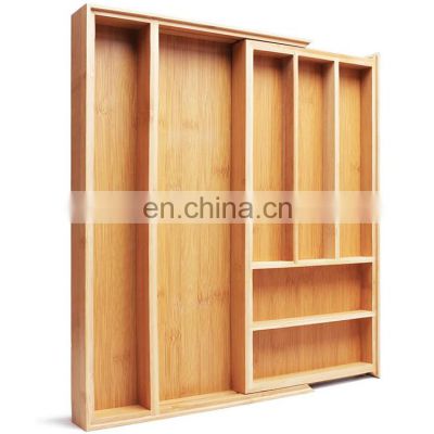 Vitalucks bamboo expandable kitchen drawer tray adjustable cutlery bamboo drawer organizer