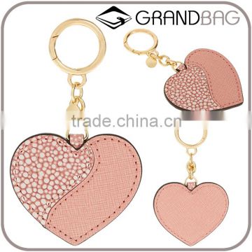 luxury pink stingray skin and saffiano leather key ring key chain hook key tag holder for decoration for gifts